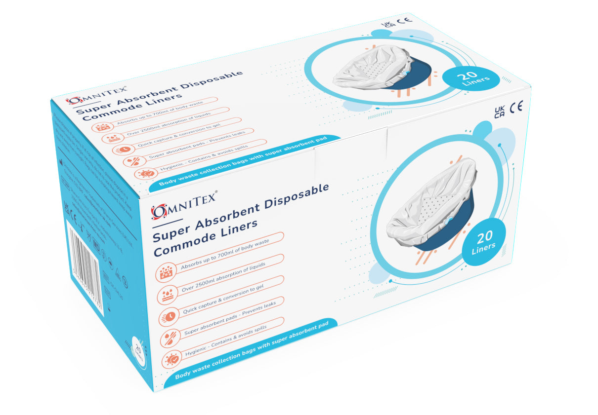 Omnitex Disposable Commode/Bed Pan Liners - Box of 20 - 2500ml - Omnitex