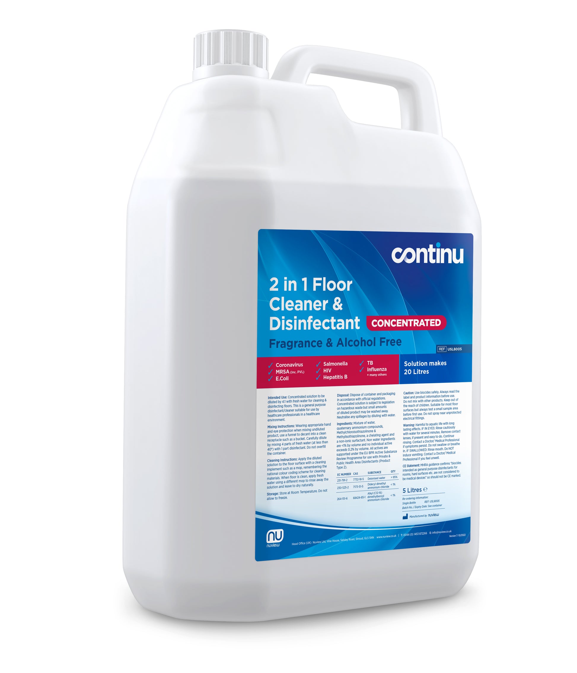 Continu 2 in 1 Surface Cleaner & Disinfectant - 5 Litres - Continu