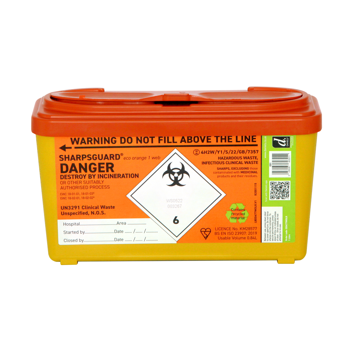 Sharpsguard Orange 1 Ltr Sharps Bin – Medisave UK