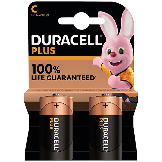 Duracell Plus C Alkaline Batteries - Pack of 2 - 