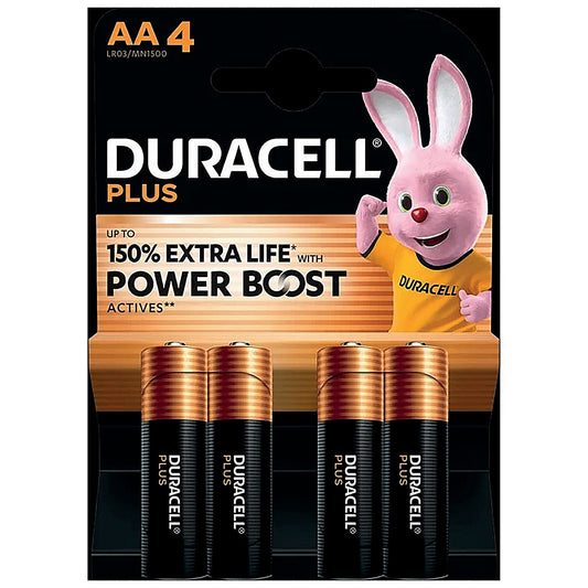 Duracell Plus AA Alkaline Batteries - Pack of 4 - 