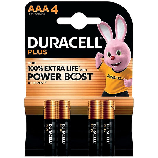 Duracell Plus AAA Alkaline Batteries - Pack of 4 - 
