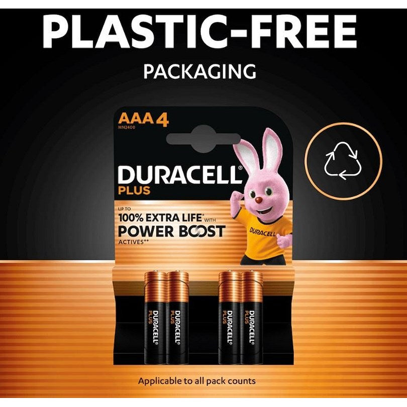 Duracell Plus AAA Alkaline Batteries - Pack of 4 - 