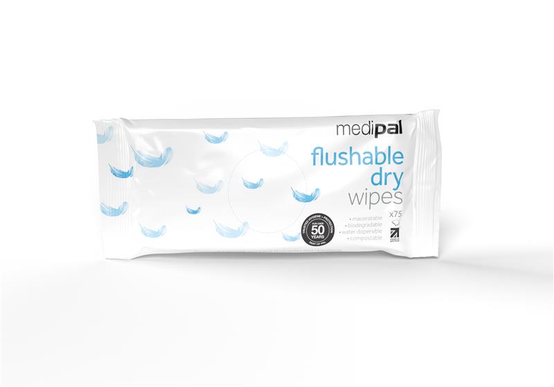 Medipal Flushable Dry Wipe - Pack of 75 - 