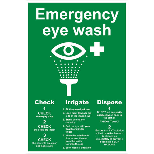 EMERGENCY EYE WASH S/A VINYL 300 X 200 - Safety First Aid