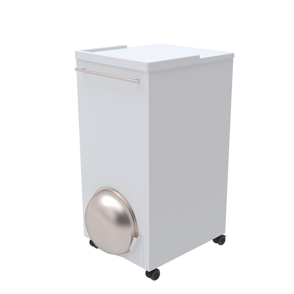 Bedside Locker, Cupboard & Lockable Drawer, RFID Lock - White - 