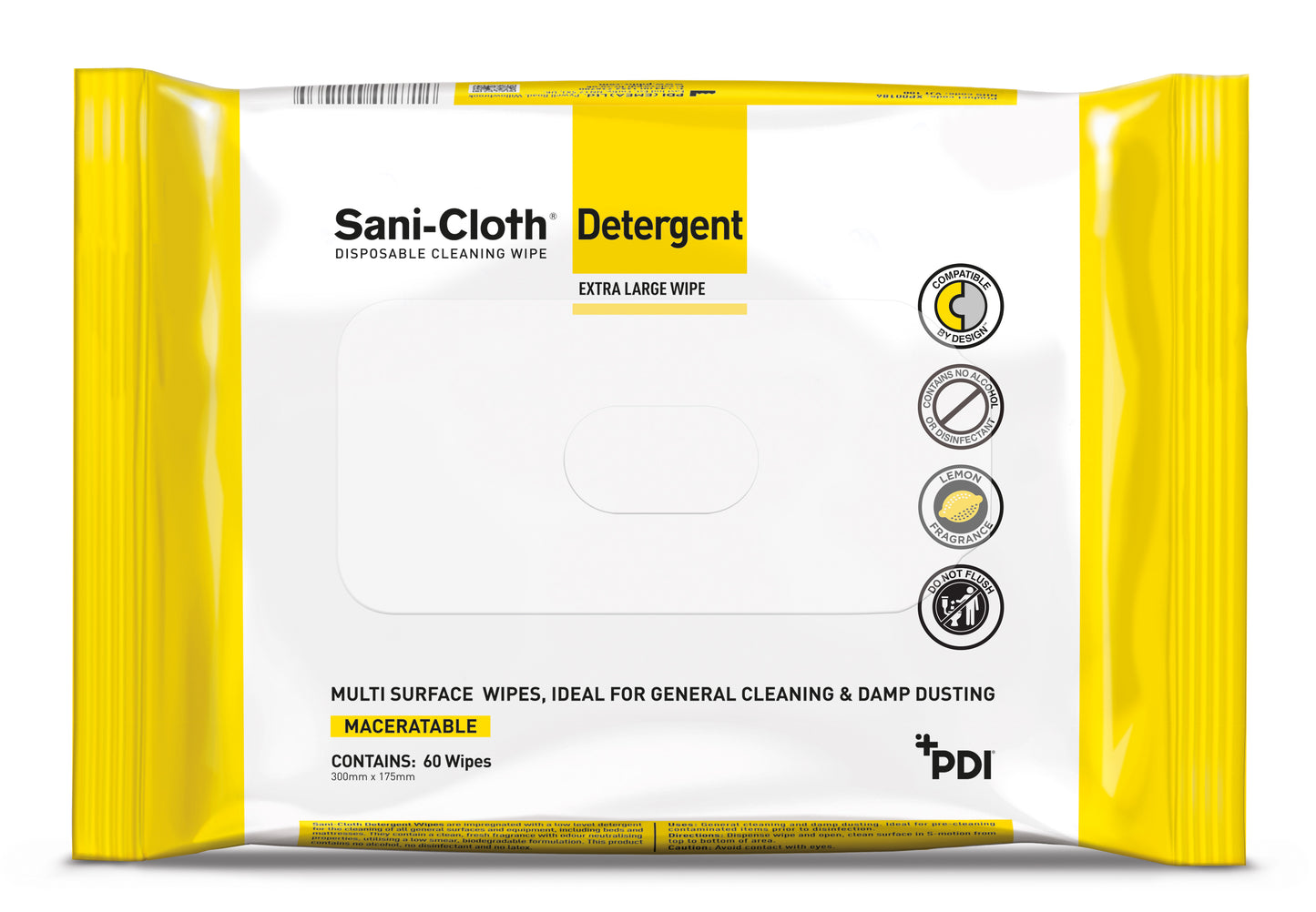 PDI Sani Cloth Detergent Wipes - Multi Surface Wipe x 60