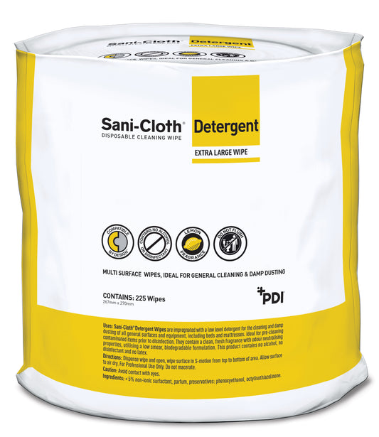 PDI Sani-Cloth Detergent Wipes Bucket Refill x 225 [Multi Surface Wipe]