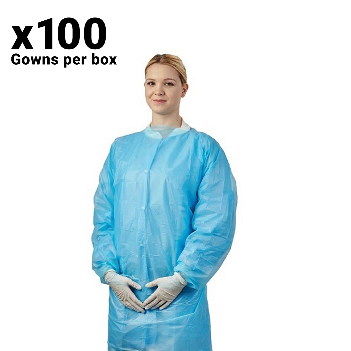 Easigown Examination Gowns - Thumb Loop - Blue x 100 Gowns - Full Support Healthcare