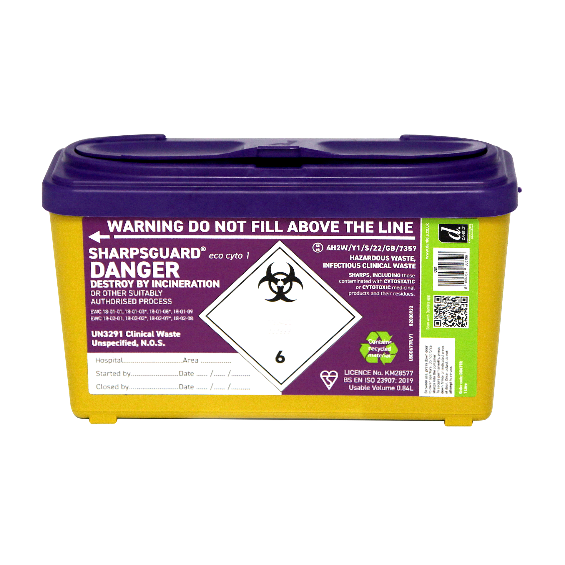 Sharpsguard Cyto 1 Litre Sharps Bin – Medisave UK
