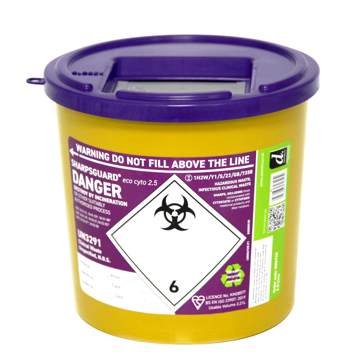 Sharpsguard Cyto 2.5 Litre Sharps Bin - 