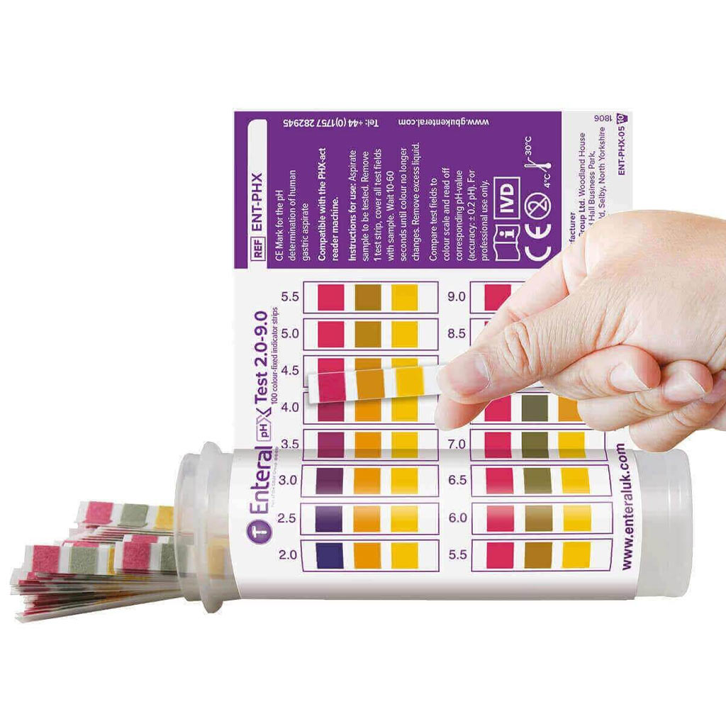 Enteral pH Strips Compatible with pHX-act pH Reader - Pack of 100 - 