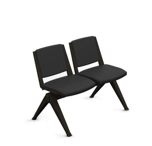 2 Seater Waiting Room Bench (Black Frame/Upholstered) - 