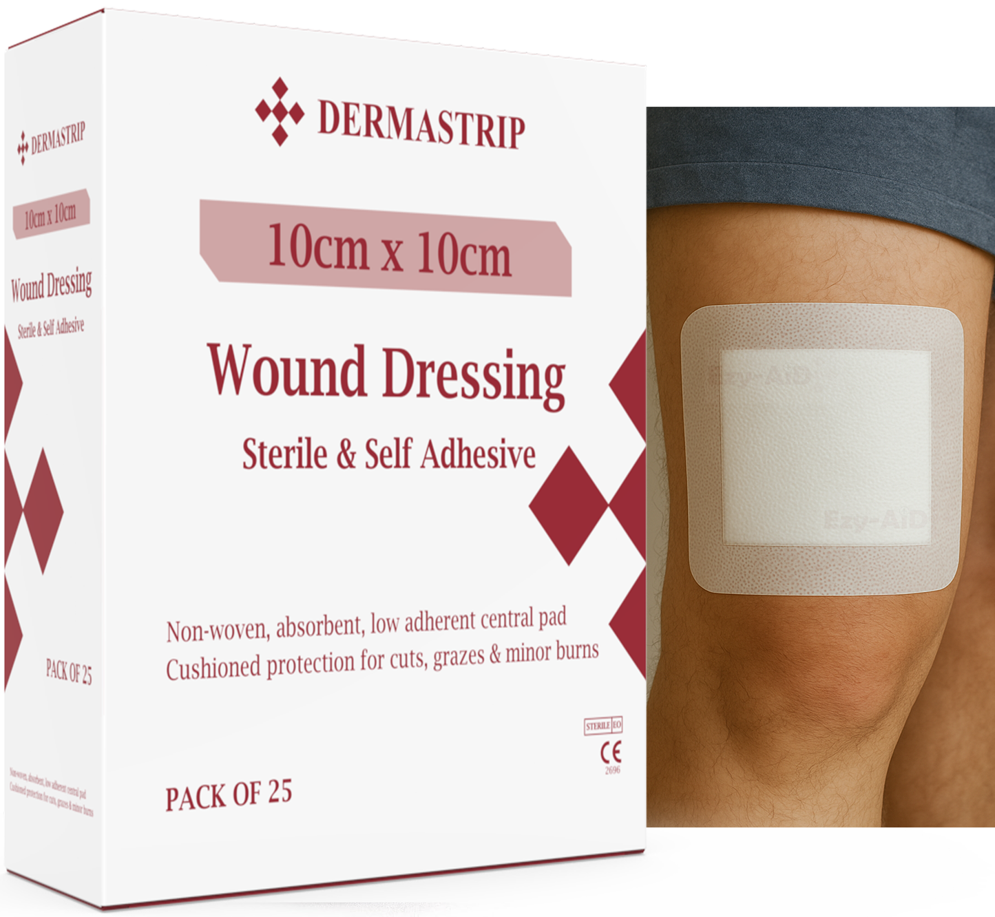 Ezy-Aid Dermastrip Sterile Wound Dressing 10x15cm - Pask of 25 - 