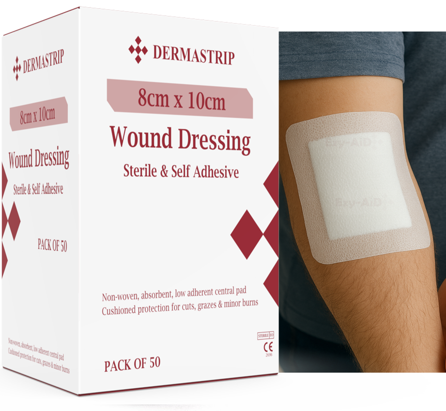 Ezy-Aid Dermastrip Sterile Wound Dressing 10x10cm pack of 25 - 