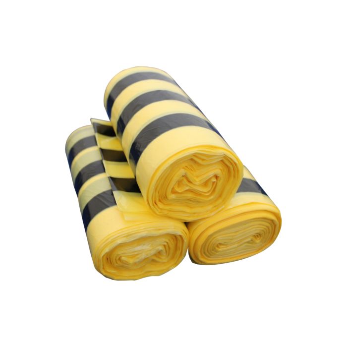 Yellow 90L Tiger Stripped Med Duty Clinical Waste Sack - Case of 250