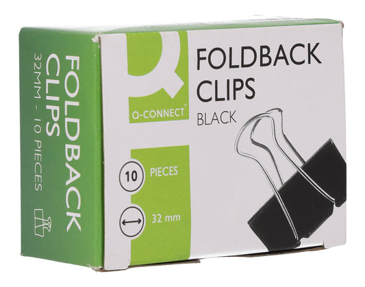 Fold-Back Paper Clips Black 32mm - Pack of 10 - 