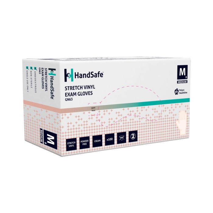 Handsafe P/F Stretch Vinyl Gloves - Box of 100