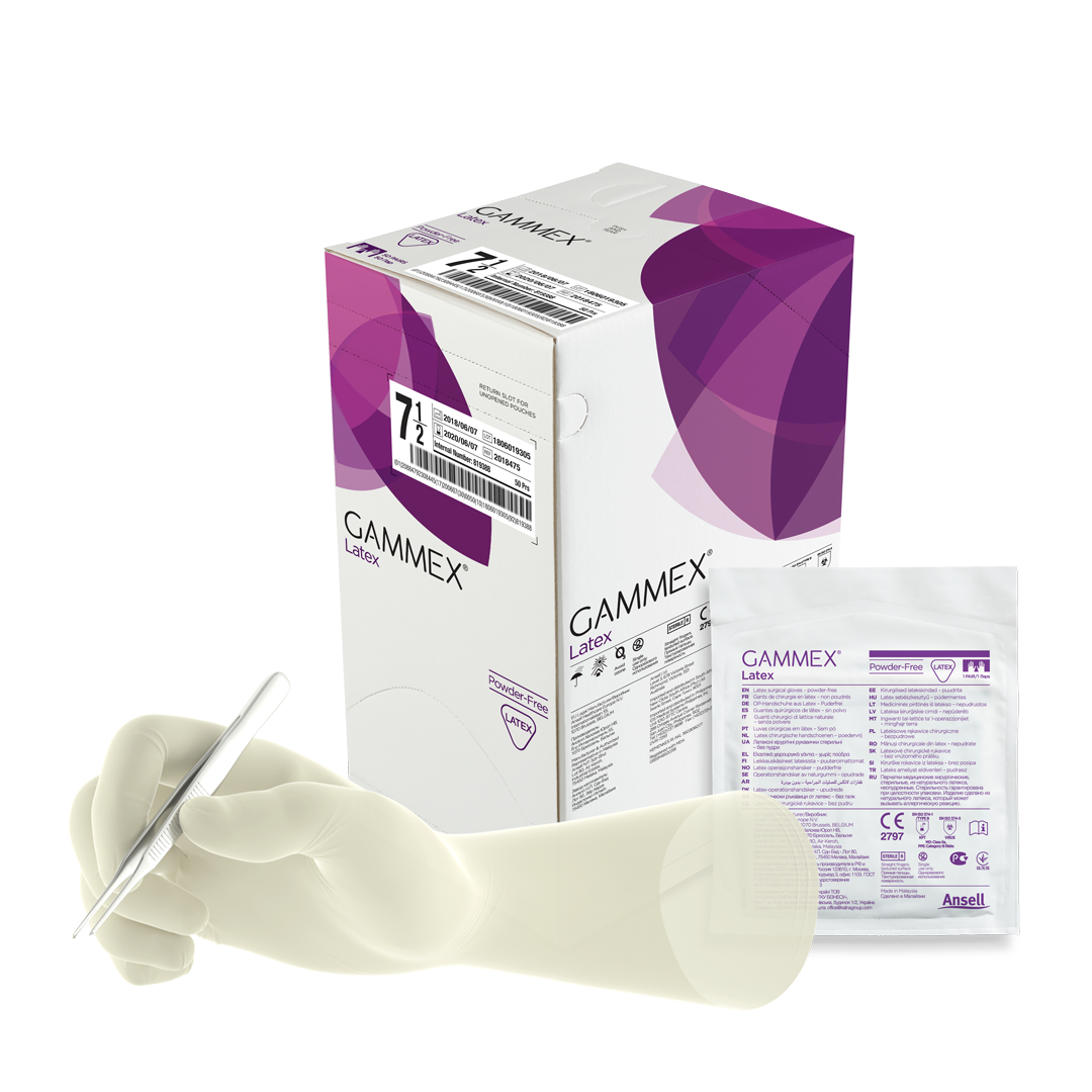 GAMMEX Latex Moisturizing Latex - Powder-Free Surgical Glove x 50 Pairs - 