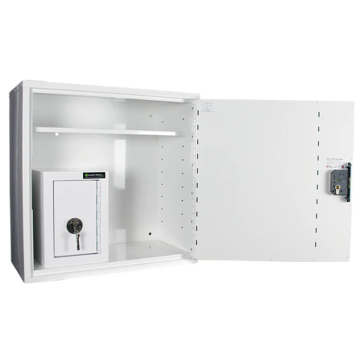 Medicine/Drugs Cabinet 600mm x 500mm x 300mm - Single Door - 2 Full Depth Shelves - 