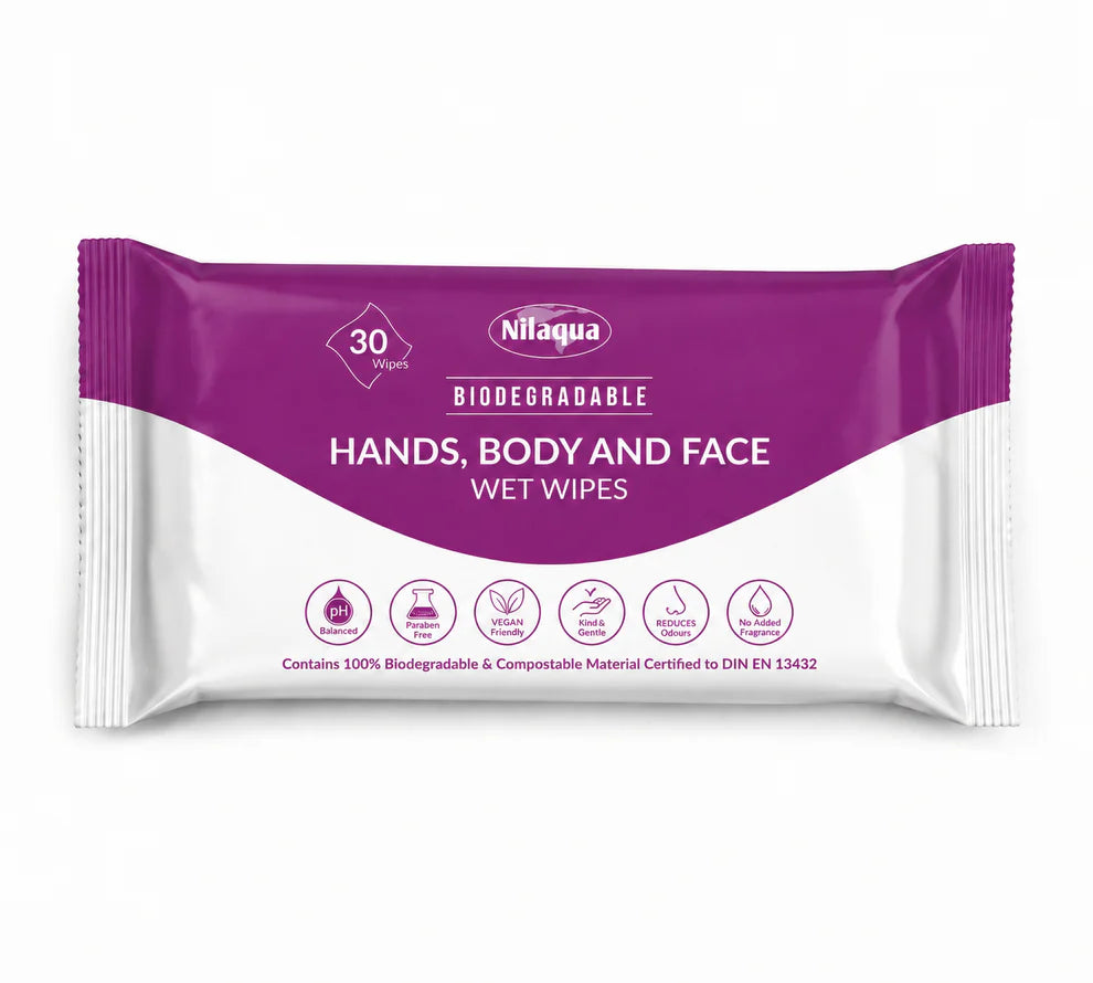 Nilaqua Hands, Body and Face Wipes - Pack of 30 - 