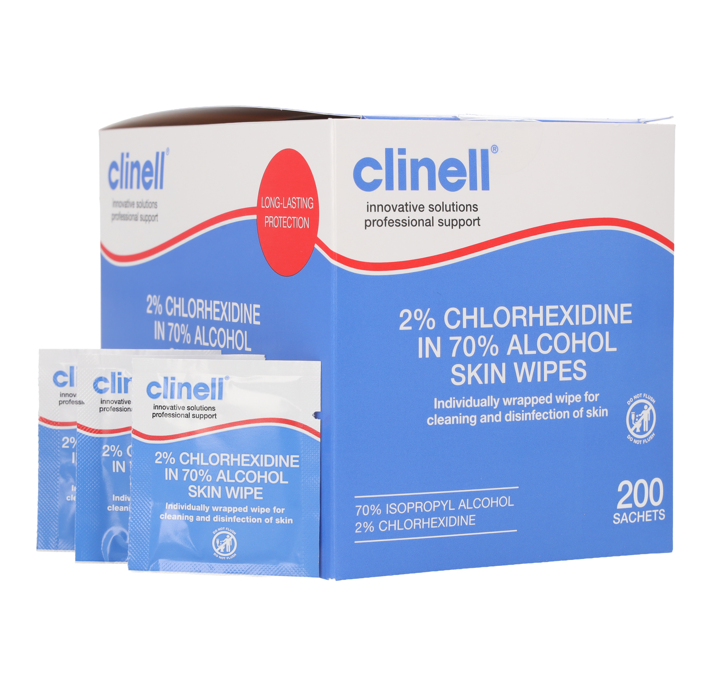 Clinell Alcoholic 2% Chlorhexidine Skin Wipes x 200 - Clinell