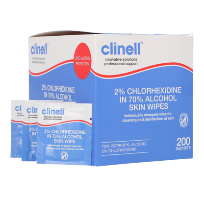 Clinell Alcoholic 2% Chlorhexidine Skin Wipes x 200 - Clinell
