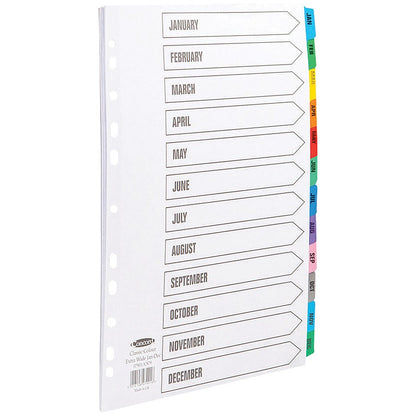 Concord Index Jan-Dec A4 Dividers - Multicoloured Tabs