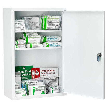 British Standard Compliant Stocked Medium-Sized First Aid Cabinet (BS 8599-1:2019+A1:2026) - 
