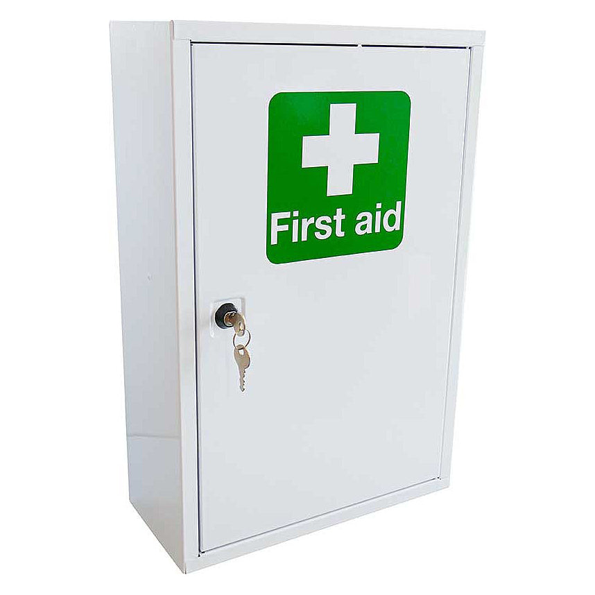 British Standard Compliant Stocked Medium-Sized First Aid Cabinet (BS 8599-1:2019+A1:2026) - 