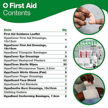 British Standard Compliant Stocked Medium-Sized First Aid Cabinet (BS 8599-1:2019+A1:2026) - 