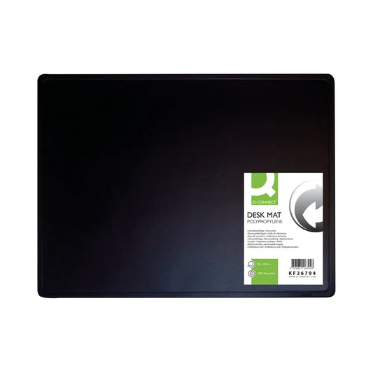 Q-Connect PP Desk Mat With Non-Slip Surface - 40cm x 53cm - Black - Vow