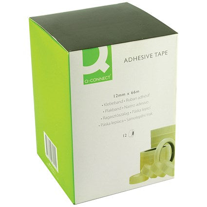 Q-Connect Easy Tear Tape Rolls, 12mm x 66m (12 Pack)  - 