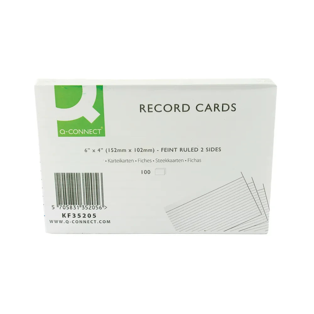 Q CONNECT  Record Cards 152x102mm Wht (100)