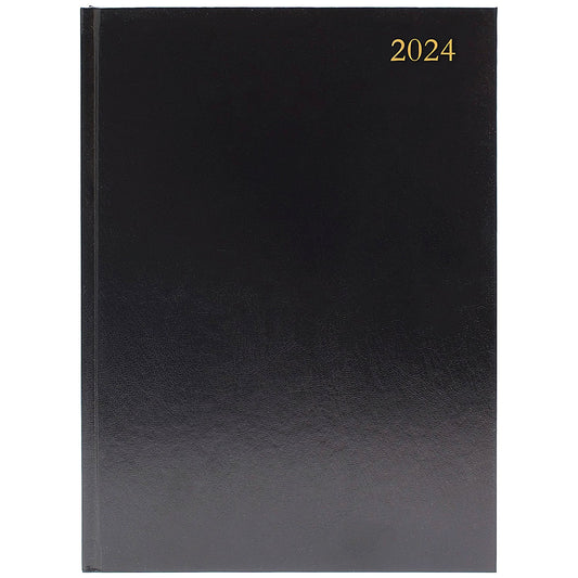 Desk Diary Day Per Page Appointment A4 Black 2024 - 