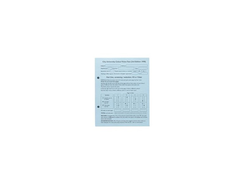 Recording Charts for City University Colour Vision Test Edition 3 - 