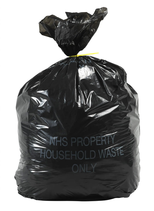 Black - Light Duty Domestic Waste Refuge Bag - Small 30L - Roll of 50