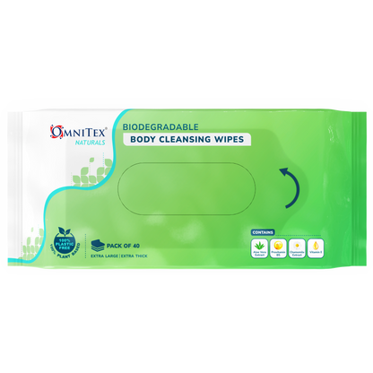 Omnitex Extra Large, Extra Thick  Biodegradable Body Wipes 40pk