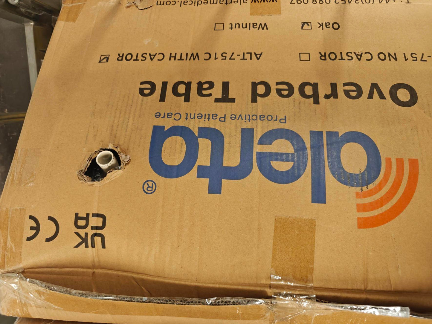 Overbed Table with Casters  - Oak - CLEARANCE - 