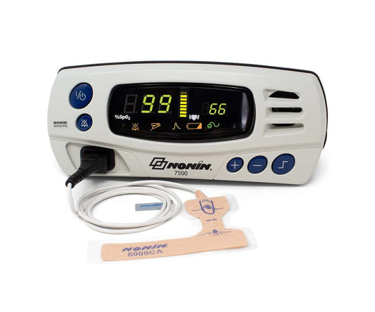 Nonin 7500 Tabletop Pulse Oximeter. 24 Nonin PureLight Cloth Disposable, Infant - 