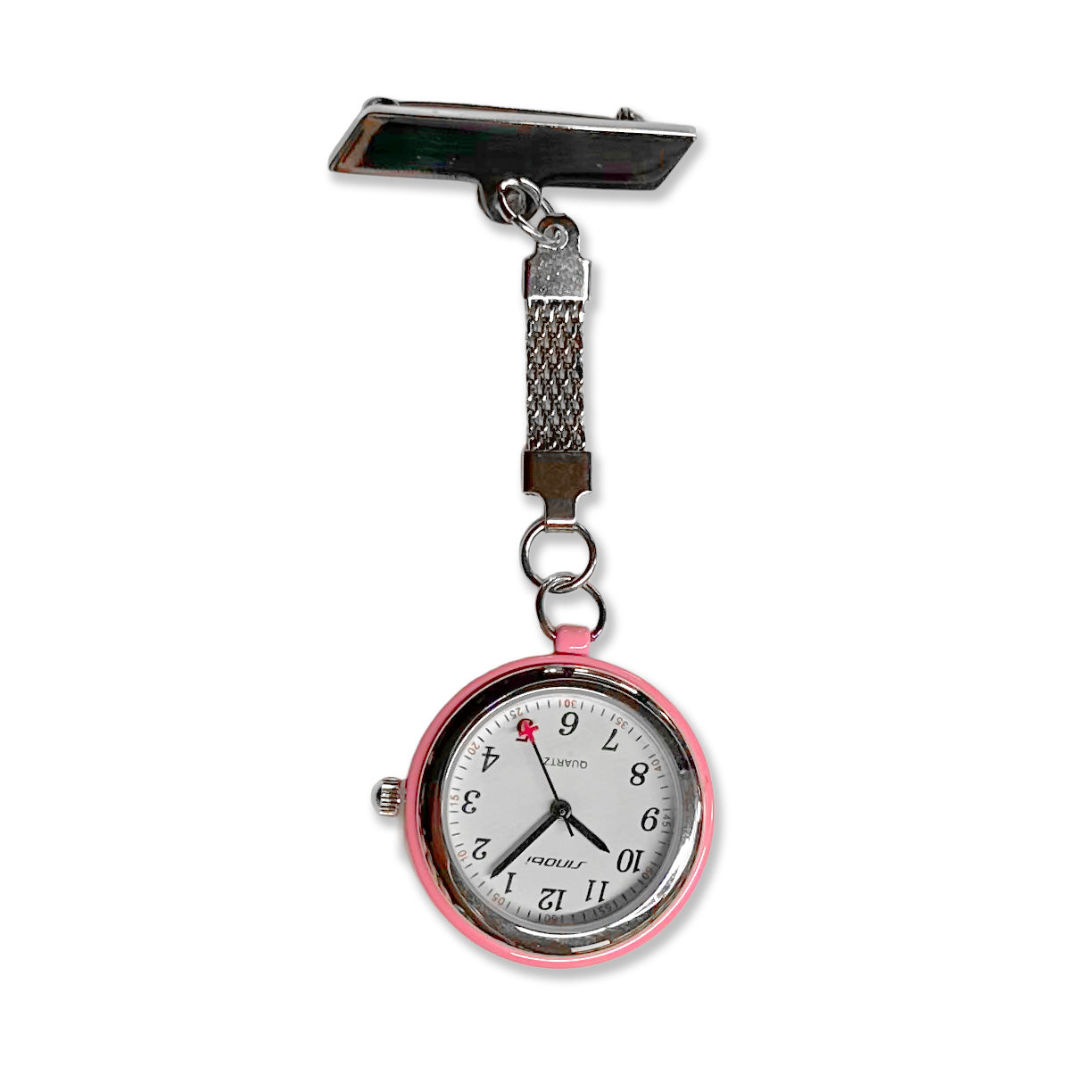 Nurses Fob Watch - Silver and Pink - 