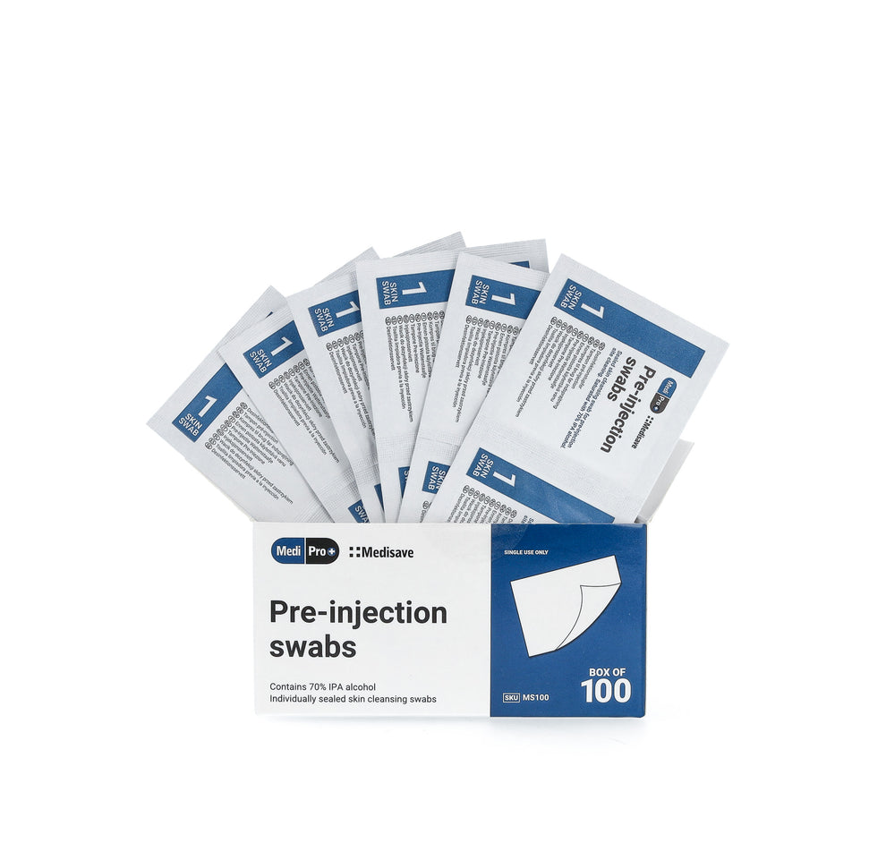 MediPro 70% Alcohol IPA Pre-Injection Swabs x 100 – Medisave UK