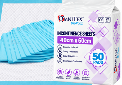 Omnitex DryPadz Disposable Bed Pads - Pack of 50 - 