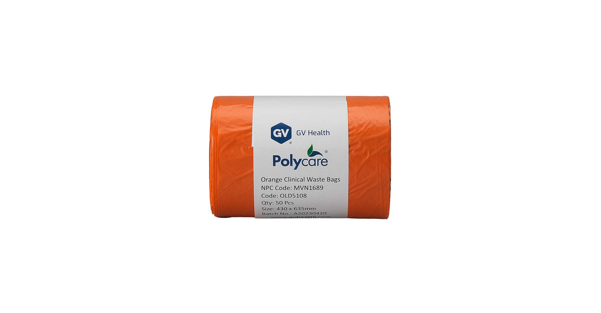 Orange - Medium Duty Clinical Waste Bags - Small 20L - Roll of 50 - 