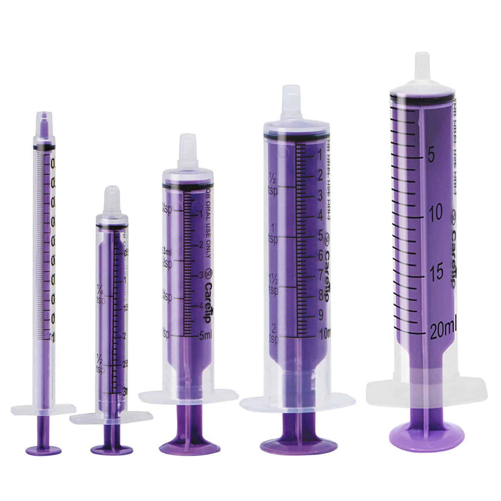 CareTip Oral/Enteral Single-Use Feeding Syringe 5ml Lilac - Pack of 100 - 