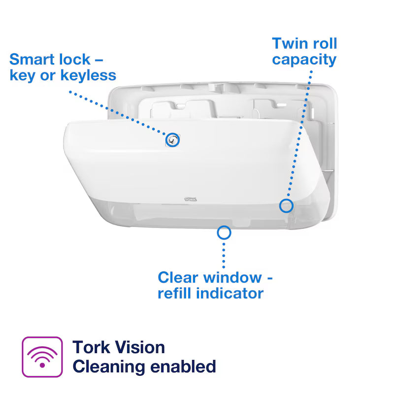 Tork Twin Mini Jumbo Toilet Roll Dispenser White T2 - Each - 