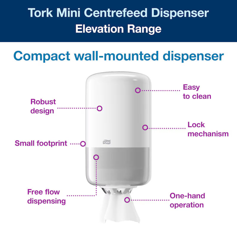 D- Tork Elevation Dispenser Wiper Mini Centerfeed Roll - 