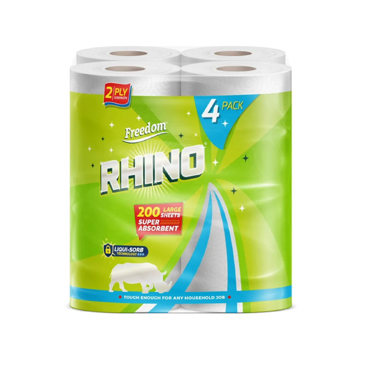 Rhino 2ply White Kitchen Roll - Case of 6 4 Packs