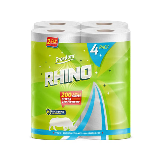 Rhino 2ply White Kitchen Roll - Case of 6 4 Packs - Northwood