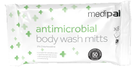 Medipal Antimicrobial Body Wash Mitts - Pack of 8 - 